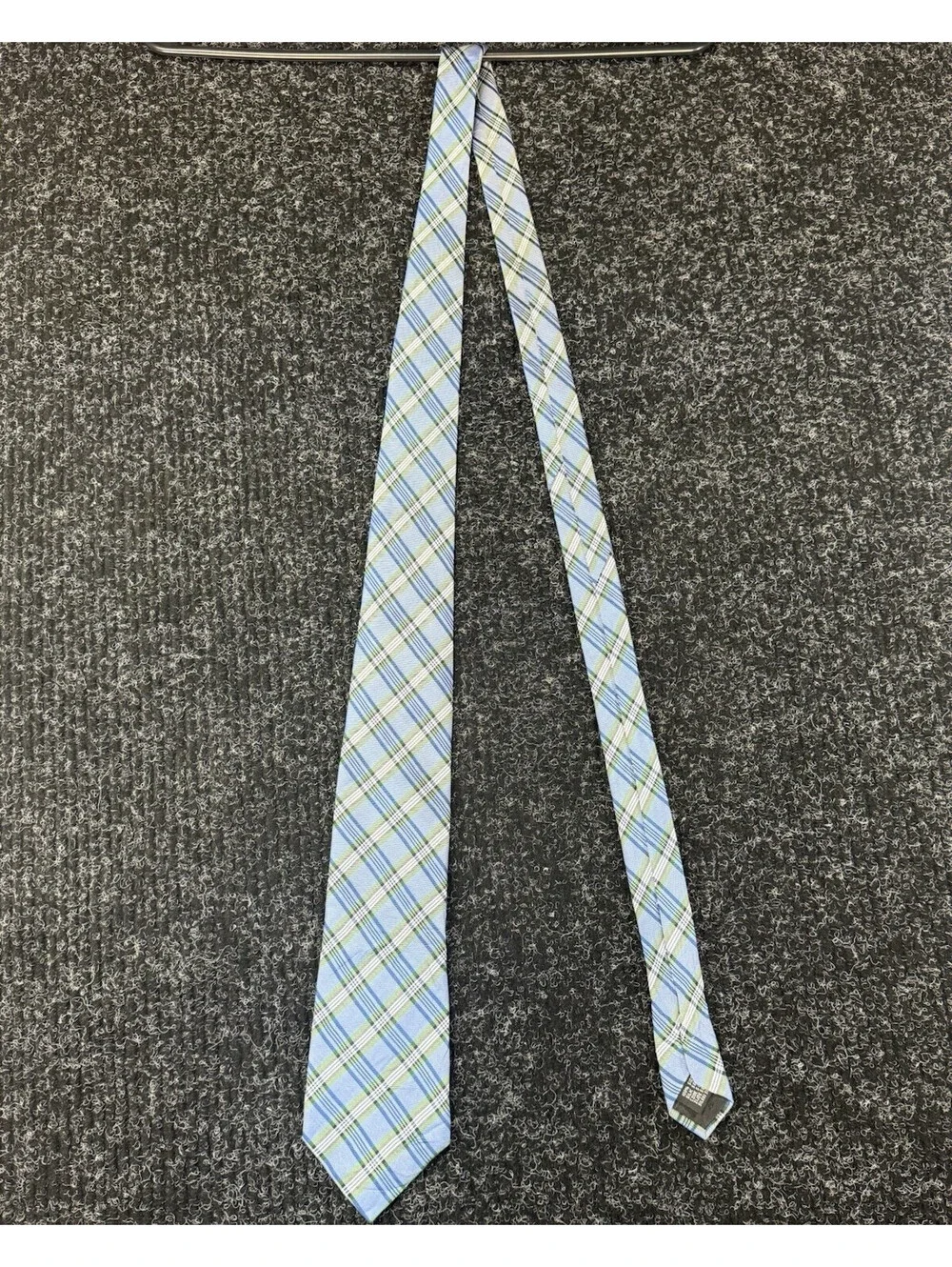 Cape Cod Neckwear Men’s Blue Green White Plaid & Check Woven Pointed Tie